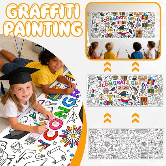 Giant Coloring Poster Large Coloring Poster 2026 Graduation Decorations Disposable Table Cover Congrats Grad Party Activity for Student Home Events
