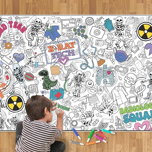 Giant Coloring Poster - Premium Jumbo Coloring Sheets for Kids & Adults with Thick Bleed-Resistant Pages, Use on Floor, Wall, or as Table Cloth, Use with Alcohol Based Markers (Rad Tech 30"x42")