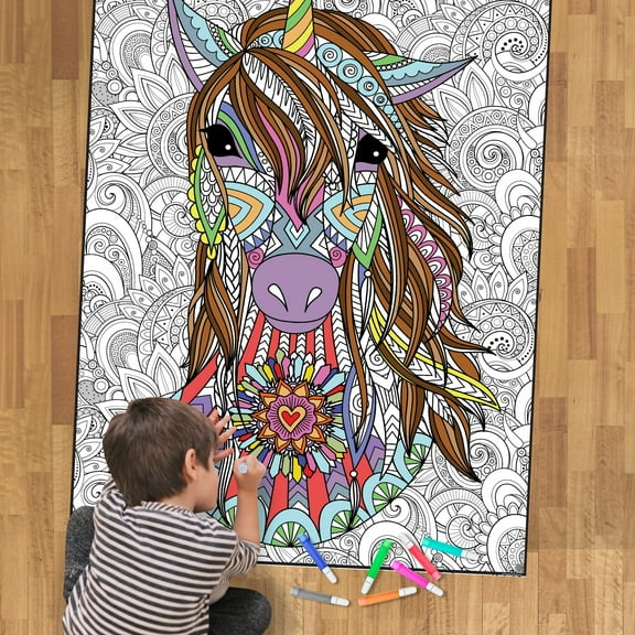 Giant Coloring Poster - Premium Jumbo Coloring Sheets for Kids & Adults with Thick Bleed-Resistant Pages, Use on Floor, Wall, or as Table Cloth, Use with Alcohol Based Markers (Unicorn 30" x 21")