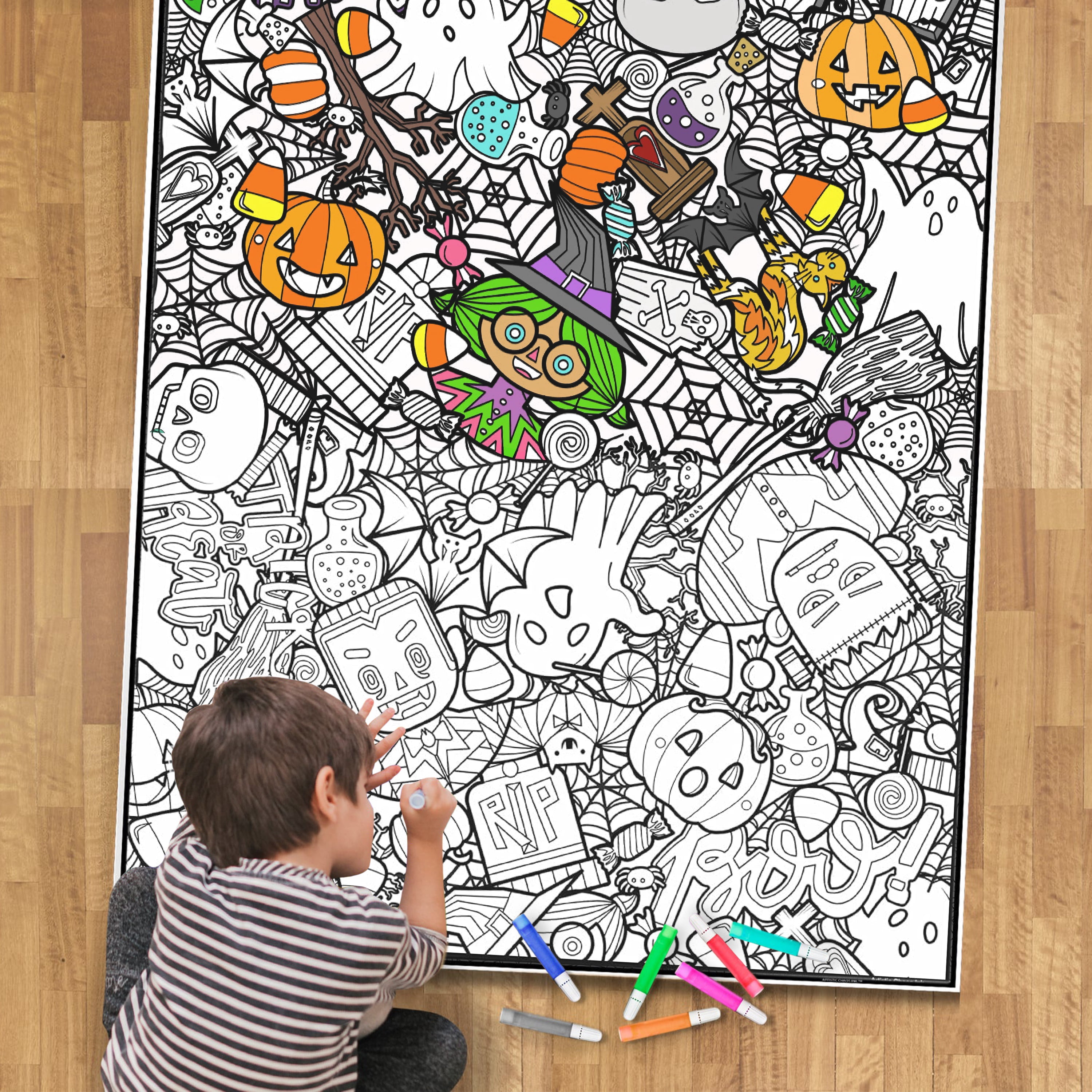 Giant Coloring Poster - Premium Jumbo Coloring Sheets for Kids & Adults with Thick Bleed-Resistant Pages, Use on Floor, Wall, or Table, Use With Alcohol Based Markers (30” x 42”, Costume Party)