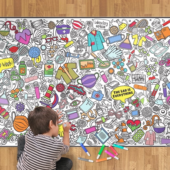 Giant Coloring Poster - Premium Jumbo Coloring Sheets for Kids & Adults with Thick Bleed-Resistant Pages, Use on Floor, Wall, or Table, Use With Alcohol Based Markers (30” x 42”, Lab23)
