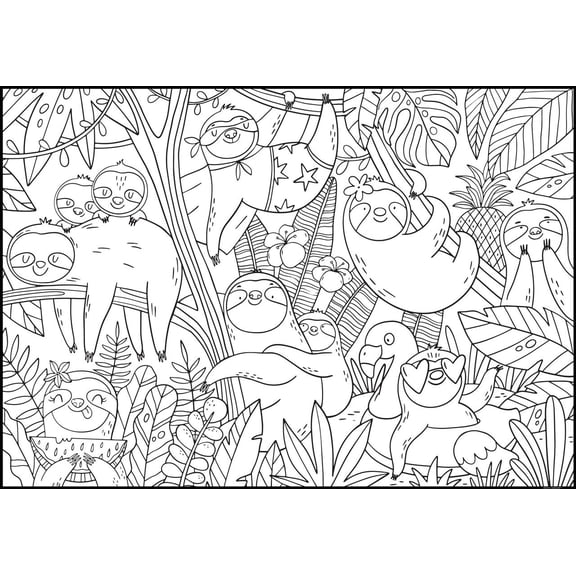Giant Coloring Poster - Premium Jumbo Coloring Sheets for Kids & Adults with Thick Bleed-Resistant Pages, Use on Floor, Wall, or Table, Use With Alcohol Based Markers (30” x 42”, Silly Sloths)