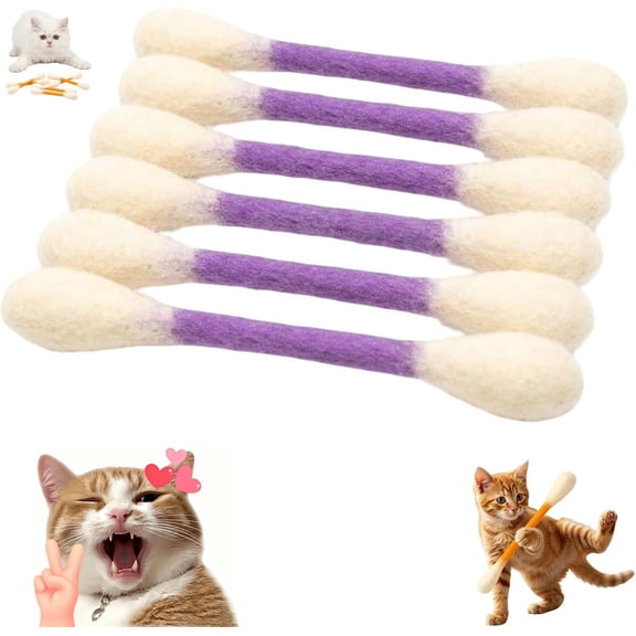 Giant Cotton Swabs Cat Toys with Catnip,Colorful Giant Q-Tip Kicker Cat Toy,Relieve Anxiety Boredom Exercise Play Accessories for Cats (Purple)