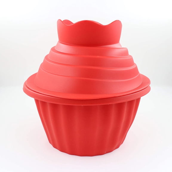 Giant Cupcake Molds,Dishwasher Safe Big Top Silicone Cupcake Molds,Non-Stick Jumbo Caupcake Bake sets for Easy Cake Decorating and DIY Bake tools(3 pack) (Red)