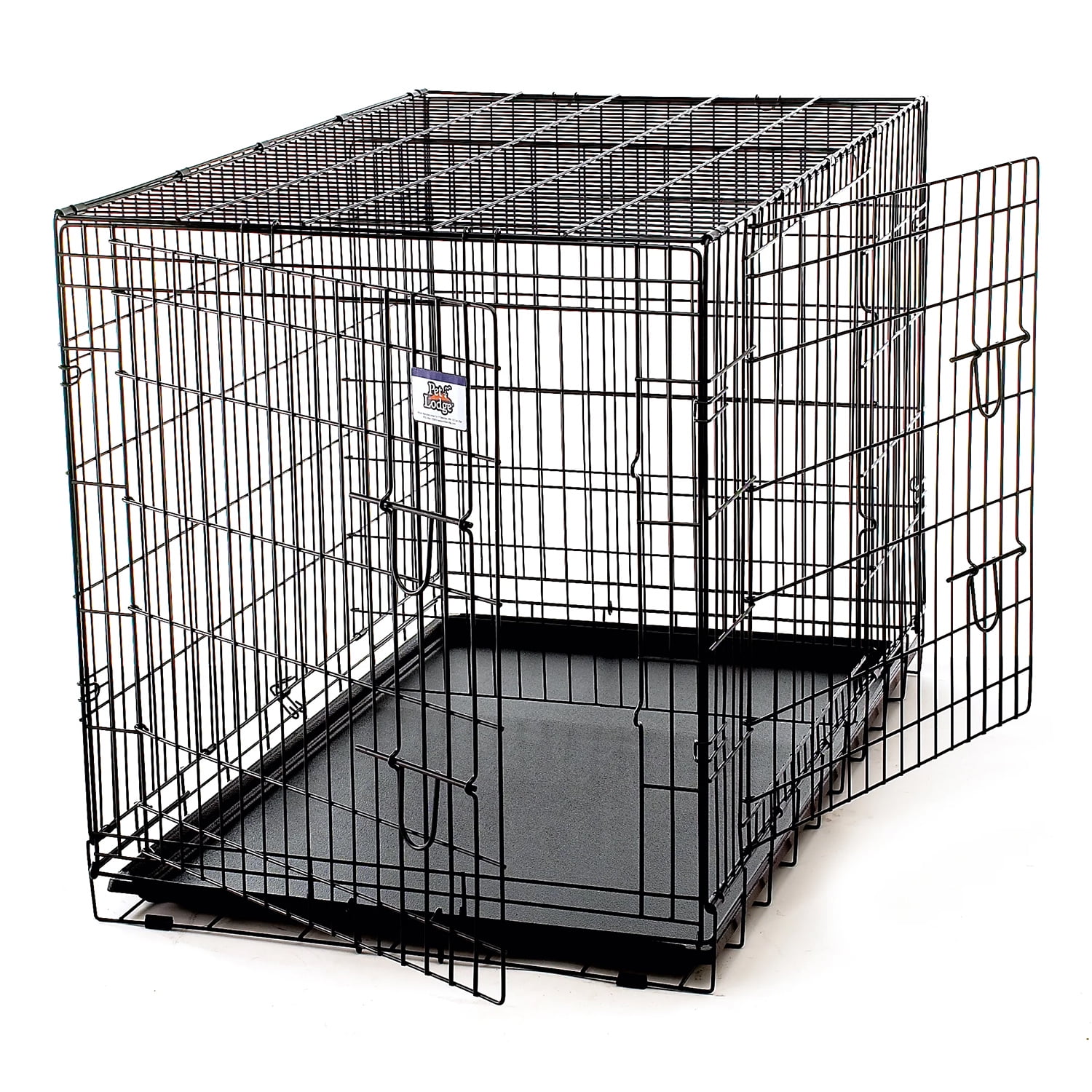Large Black Metal Wire Dog Crate with Removable Tray