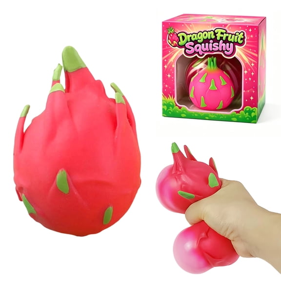 Giant Dragon Fruit Squishy Toy,Slow Rising Soft Realistic Food Squeeze Toy, Squeezable Toy Fruit Ball For Anxiety Relief Focus Calm Desk Decor