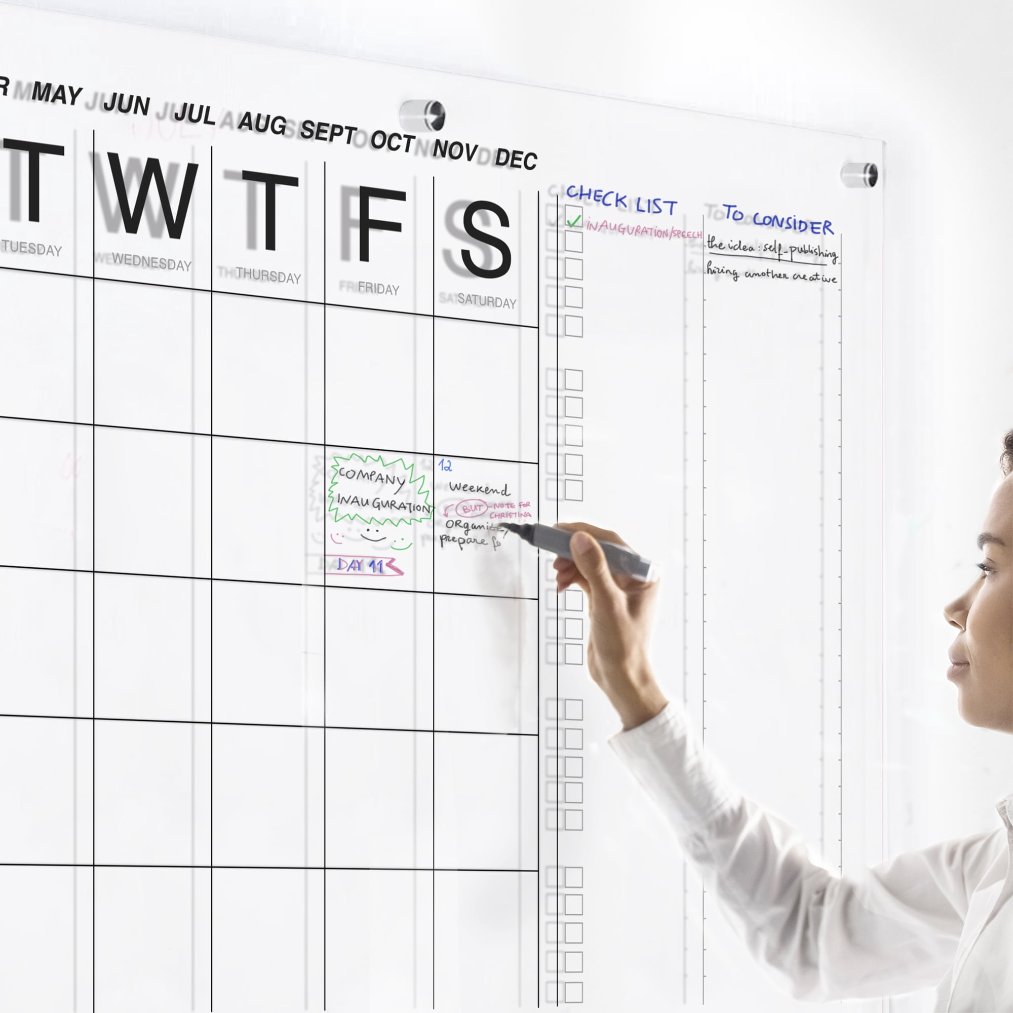 Giant Dry Erase Acrylic Calendar One Month Goals and Notes For Wall With  Mounting Hardware - Walmart.com