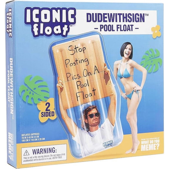 Giant Dude with Sign Float by Iconic Floats  Two-Sided Pool Float
