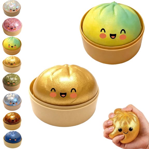Giant Dumpling Squeeze Toys, 3.75 Inch Jumbo Dumpling Stress Ball, Soft Squeeze Decompression Dough for Adults, Anxiety Relief Fidget,J-2PC