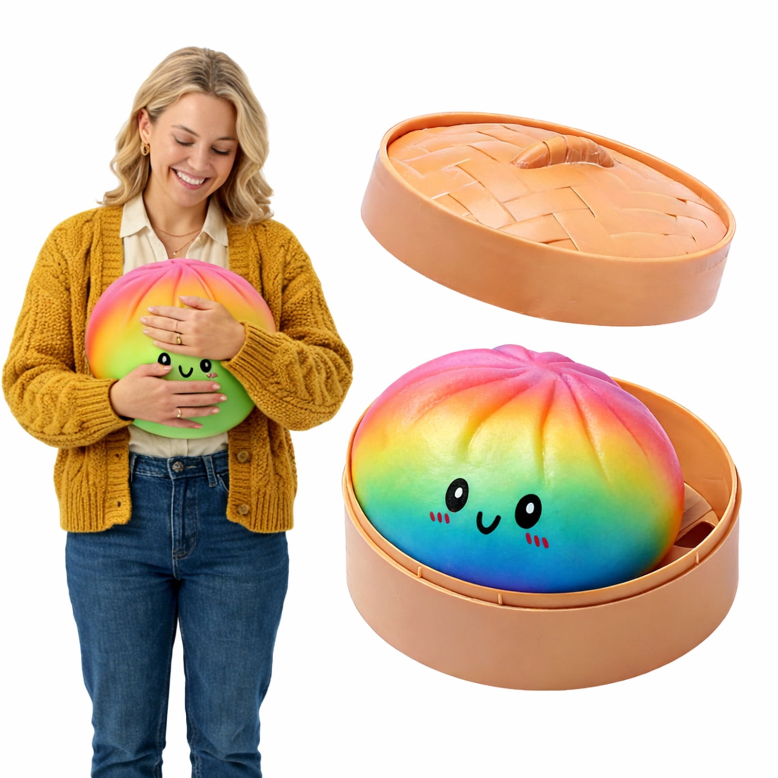 Giant Dumpling Squishies, 10 Inch Jumbo Rainbow Dumpling Stress