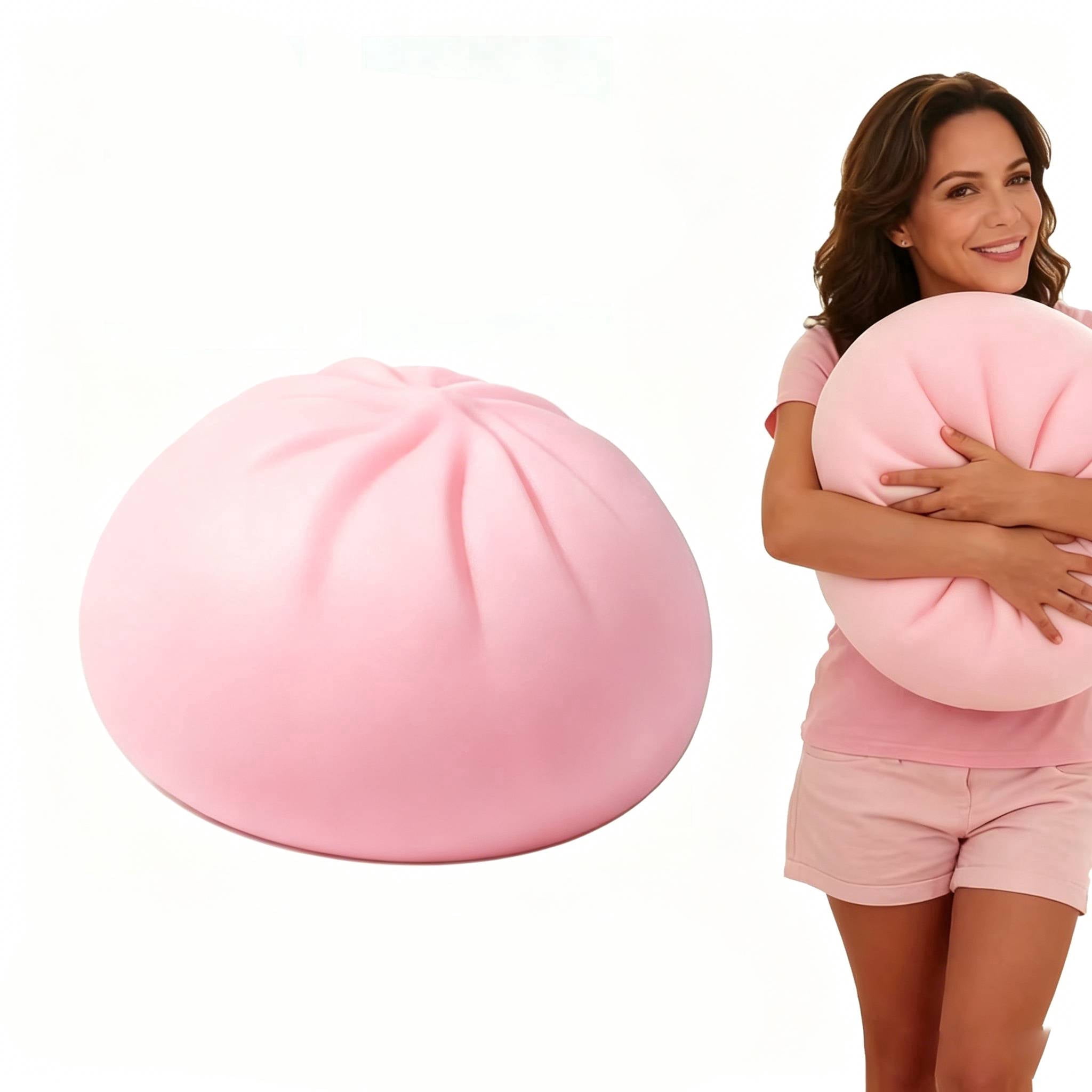 Giant Dumpling Squishies, Jumbo dumpling Squishies Cheese Stress Ball Soft Squeeze Decompression Dough Birthday Present for Kid Adults 6" Pink