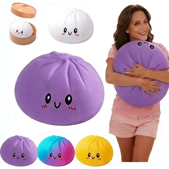Giant Dumpling Squishy, 4/6/10 Inch Jumbo Dumpling Stress Ball, Soft Squeeze Decompression Dough, Anxiety Relief Fidget, Adult Fidget Tool Crazy Dumpling for Fun