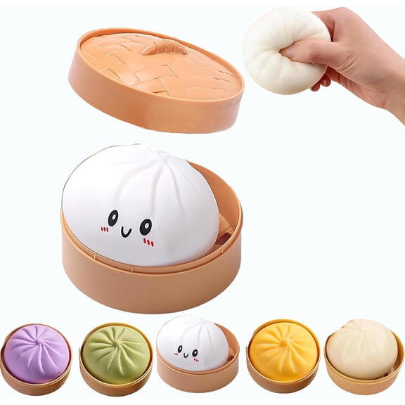 Giant Dumpling Squishy, 4/6/10 Inch Jumbo Dumpling Stress Ball, Soft Squeeze Decompression Dough, Anxiety Relief Fidget, Adult Fidget Tool (White S: 10cm/3.9 Inch)