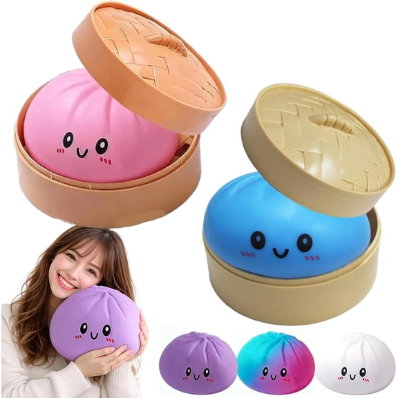 Giant Dumpling Squishy, 4/6/10 Inch Mystery Dumpling Squishy Large, Valentines Day Jumbo Dumplings Bun with Face for Adults