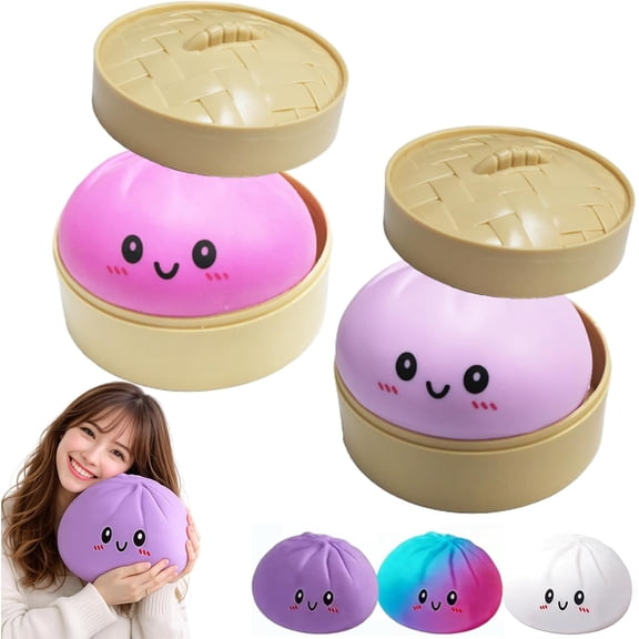 Giant Dumpling Squishy, 4/6/10 Inch Mystery Dumpling Squishy Large, Valentines Day Jumbo Dumplings Bun with Face for Adults