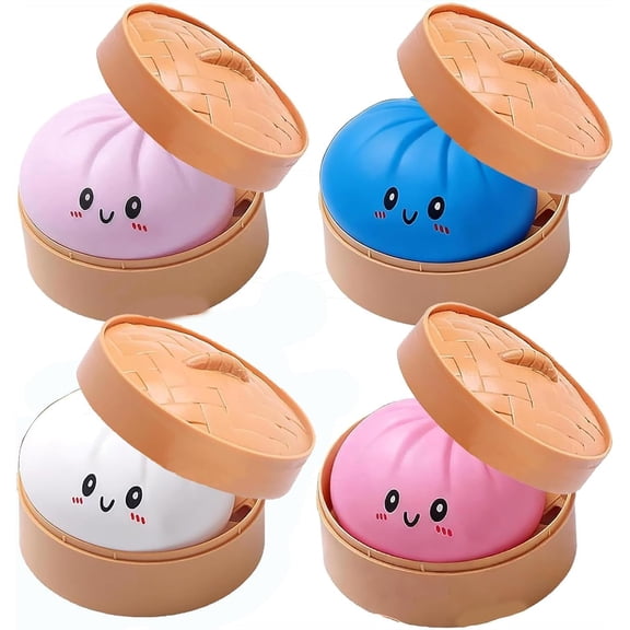 Giant Dumpling Squishy, 4 Inch Jumbo Dumpling Stress Ball, Rainbow Mystery Squishy Bun, Soft Squeeze Decompression Dough for Adults, Anxiety Relief Fidget