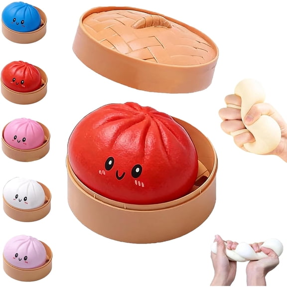 Giant Dumpling Squishies, 4 Inch Jumbo Dumpling Stress Ball, Rainbow Mystery Squishies Bun, Anxiety Relief Fidget, Soft Squeeze Decompression Dough for Adults By EKIDAZB