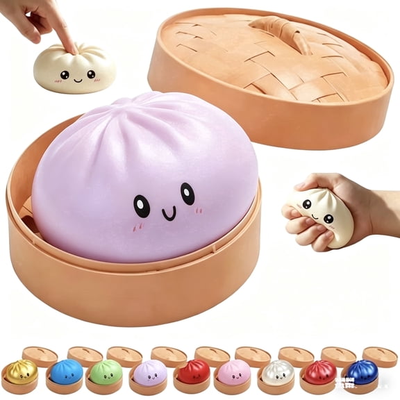 Giant Dumpling Squishy, 4 Inch Jumbo Dumpling Stress Ball, Rainbow Mystery Squishy Bun, Soft Squeeze Decompression Dough for Adults, Anxiety Relief Fidget(Two-day delivery)
