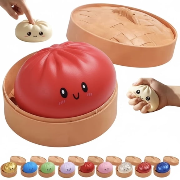 Giant Dumpling Putty, 4 Inch Jumbo Dumpling Stress Dough, Rainbow Mystery Putty Bun, Stress Relief Tool Decompression Dough for Adults, Anxiety Relief Fidget(pink Two-day delivery)