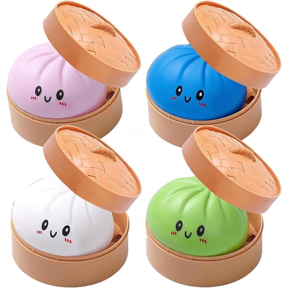 4 Inch Giant Dumpling Squishy, Anxiety Relief Fidget, Jumbo Dumpling Stress Ball, Rainbow Mystery Squishy Bun, Soft Squeeze Decompression Dough for Adults