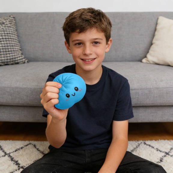 Giant Dumpling Squishy, 4 Inch Jumbo Dumpling Stress Ball, Squishy Bun, Anxiety Relief Fidget, Soft Squeeze Decompression Dough for Adults (Blue)