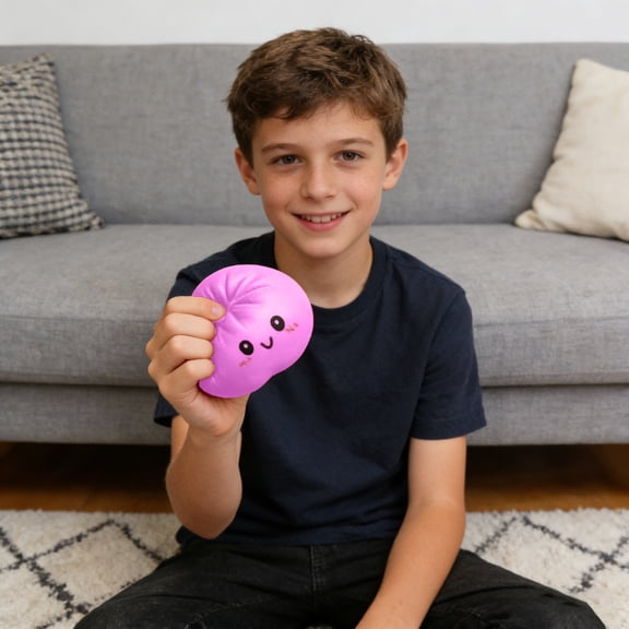 Giant Dumpling Squishy, 4 Inch Jumbo Dumpling Stress Ball, Squishy Bun, Anxiety Relief Fidget, Soft Squeeze Decompression Dough for Adults (Pink)