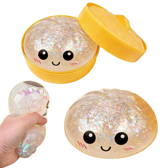 Giant Dumpling Squishy, 4 in Jumbo Dumpling Stress Ball, Rainbow Mystery Squishy Bun, Soft Squeeze Decompression Dough for Adults & Kids, Anxiety Relief Fidget