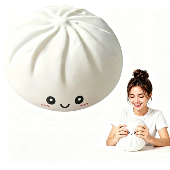 Giant Dumpling Squishy, 6 Inch Jumbo Dumpling Stress Ball, Soft Squeeze Decompression Dough, Anxiety Relief Fidget, Adult Fidget Tool Crazy Gifts for Fun (White)