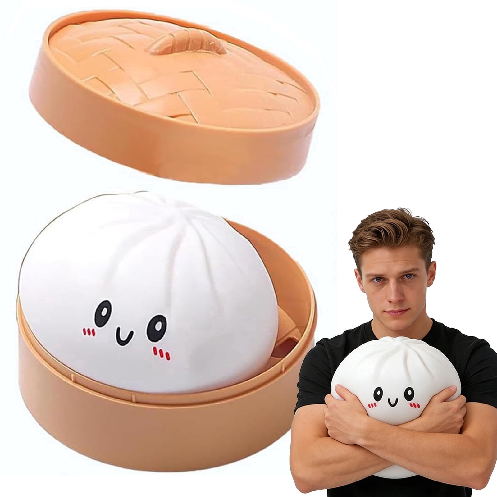 Giant Dumpling Squish for Adults, 10 Inch Jumbo Dumpling Stress Ball, Soft Squeeze Decompression Dough, Anxiety Relief Fidget, Adult Fidget Tool (White)