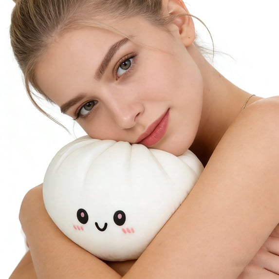 Giant Dumpling Squish for Adults, 10 Inch Jumbo Dumpling Stress Ball, Soft Squeeze Decompression Dough, Anxiety Relief Fidget, Adult Fidget Tool (White)