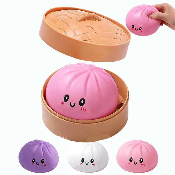 Giant Dumpling Squishy for Adults, 4/6/10 Inch Jumbo Dumpling Stress Ball, Soft Squeeze Decompression Dough, Anxiety Relief Fidget, Adult Fidget Tool (Pink L: 25cm/10inch)