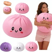 Giant Dumpling Squishy for Adults, 4/6/10 Inch Jumbo Dumpling Stress Ball, Soft Squeeze Decompression Dough, Anxiety Relief Fidget, Adult Fidget Tool Pink L 25cm/10inch