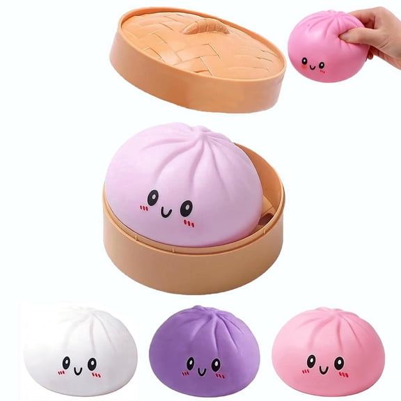 Giant Dumpling Squishy for Adults, 4/6/10 Inch Jumbo Dumpling Stress Ball, Soft Squeeze Decompression Dough, Anxiety Relief Fidget, Adult Fidget Tool (Pink L: 25cm/10inch)