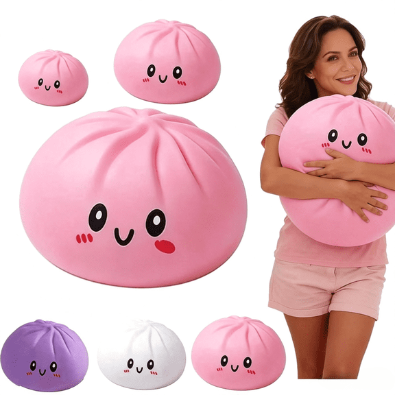 Giant Dumpling Squishy for Adults, Jumbo Bao Bun Stress Relief Toy, Soft Squeeze Decompression Fidget Ball for Anxiety Relief, Available in 4/6/10 Inch Sizes