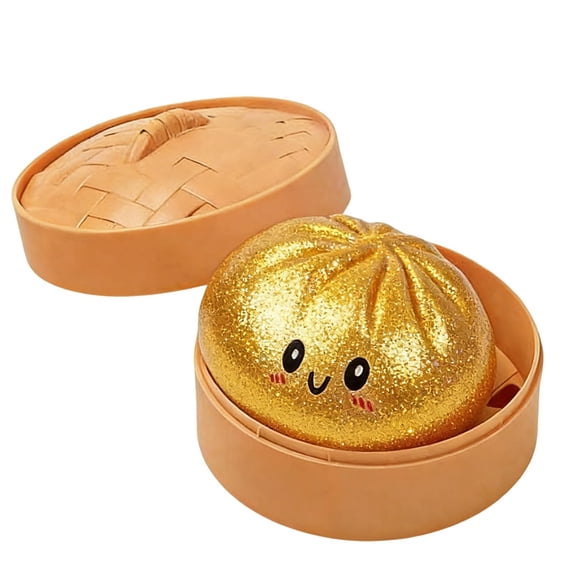 Giant Dumpling Squishy Giant Glitter Dumpling, Colorful Dumplings Stress Balls Fidget Sensory Toy,Squeeze Dough Ball Stress Relief Hand Toys with Food Steamer Stretchy Desk Toys