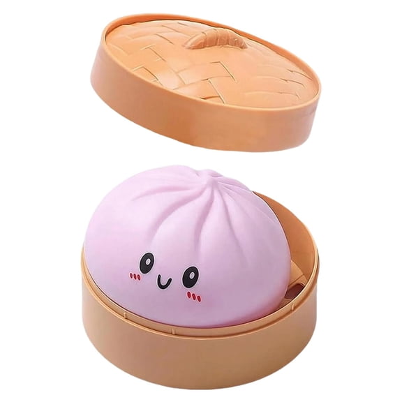 Giant Dumpling Squishy, Mega Rainbow Mystery Bun, Stress Relief Sensory Ball, Soft Slow Rising Squeeze Fidget Toy, Anxiety Decompression Desk Toy,stress balls for adults,bao bun squishy(Pink)