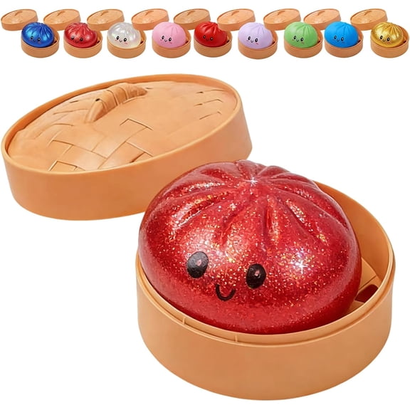 Giant Dumpling Squishy Mystery Box - Jumbo Slow-Rise Collectible, Rainbow Glitter Novelty for Desk & Shelf Display