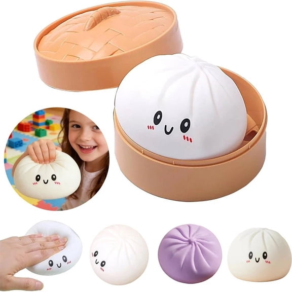 Giant Dumpling Squishy Mystery Box,Jumbo Slow Rising Stress Relief Toy, Rainbow Glitter Sensory Fidget Collectible, Desk Decor Novelty Gift,squishy dumpling toy,easter basket for teens,1PC 4in White