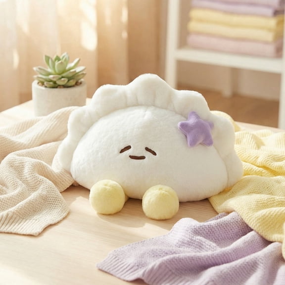 11.8 Inch Giant Dumpling Squooshy Pillow - Cute Steamed Bun Plush Toy Soft Cushion for Couch Bed Decor Gift.