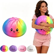 Giant Dumpling Stress Ball for Adults, 4/6/10 Inch Jumbo Squeeze Decompression Dough, Anxiety Relief Fidget Tool