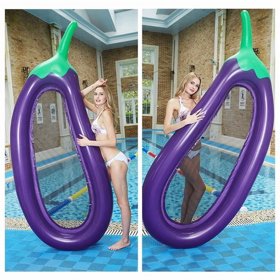 Giant Eggplant Shaped Inflatable Pool Float -Oversized Water Lounge Raft for Adults
