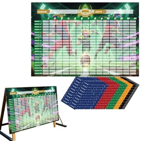 Giant Fantasy Football Draft Board Kit with 20 Rounds & 14 Columns, Large Reusable Tracker Poster with Player Labels for Draft Party, Green Sticker Set, 1 Pack