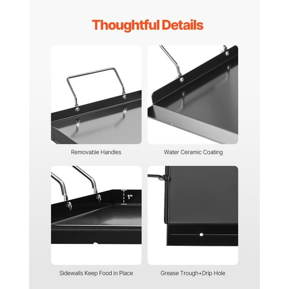 Giant Flat Top Griddle for Grill, 32x14 Inch Carbon Steel, Perfect for Backyard BBQ, Tailgating, Camping