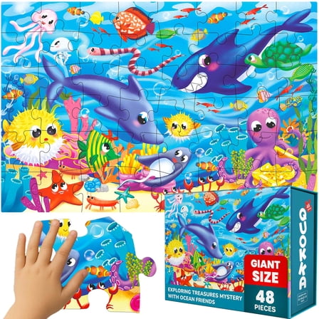 Giant Floor Puzzles for Kids - Ages 4-6 - Ocean 2x3 Feet 48 Piece Puzzles for Toddlers 3-5 by QUOKKA