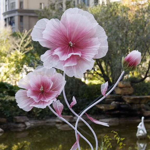 Giant Flowers for Decoration,Large Fake Flower with Standing Stems and Base,Big Artificial Flowers for Home Decor,Wedding Background Decor,Shop Window Display,Banquet,Garden Party (red)