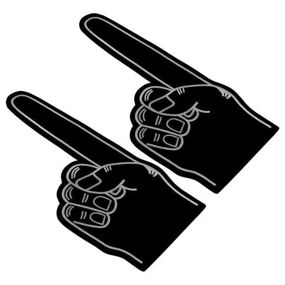 Giant Foam Finger 18 Inch EVA Number 1 DIY Blank Foam Hand, Black, 2 Pack