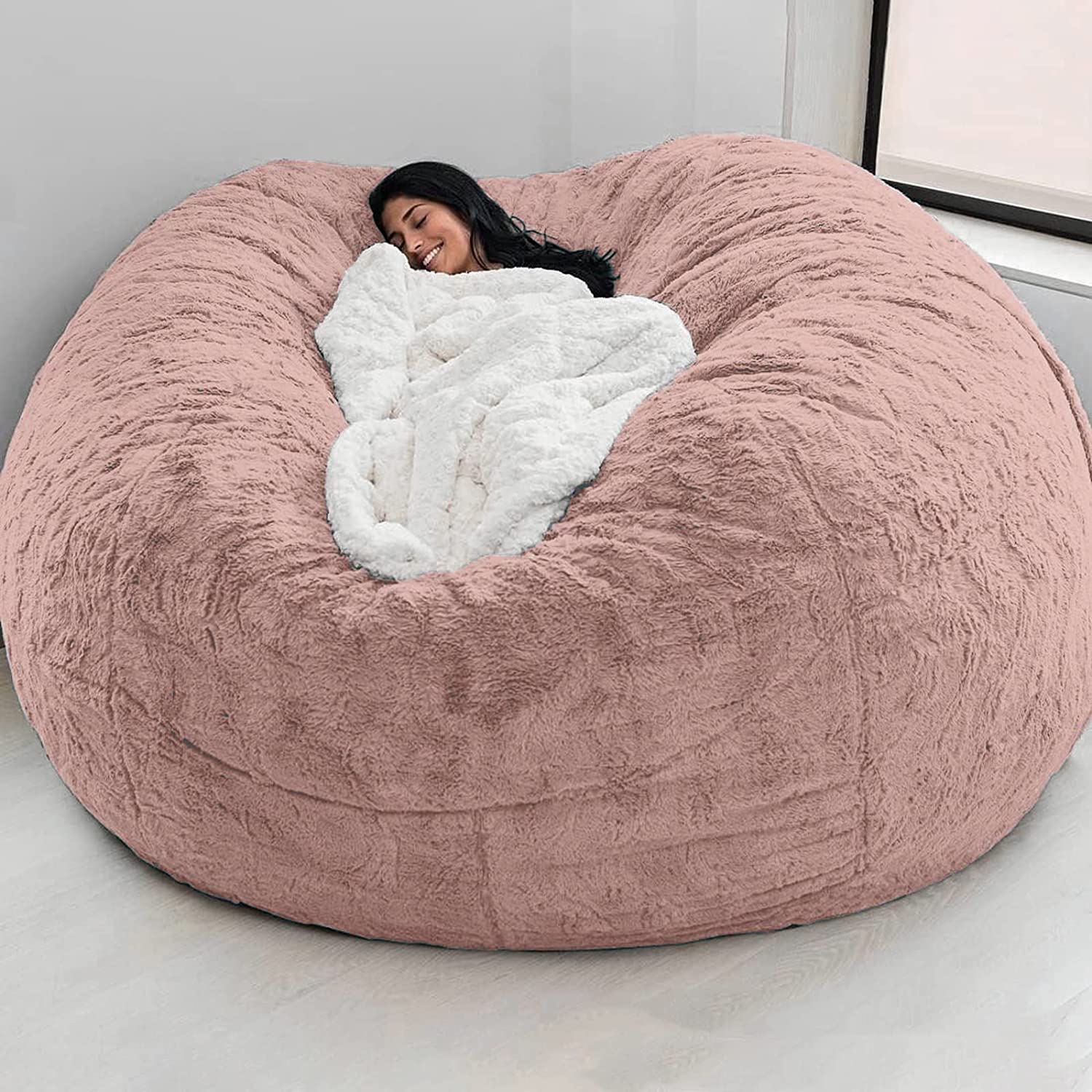 Giant Fur Bean Bag Chair Cover for Kids Adults, (No Filler) Living Room