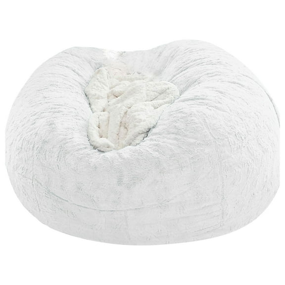 Giant Fur Bean Bag Chair Cover, Ultra Soft Bean Bag Bed for Adults (No Filler, Cover Only), Big Round Soft Fluffy Faux Fur Bean Bag Lazy Sofa Bed Cover, Machine Washable Big Size Bean Bag Cover