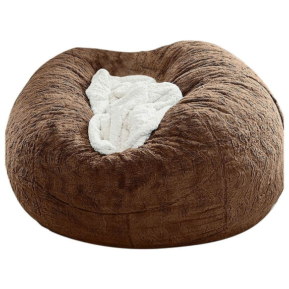 Giant Fur Bean Bag Chair Cover, Ultra Soft Bean Bag Bed for Adults (No Filler, Cover Only), Big Round Soft Fluffy Faux Fur Bean Bag Lazy Sofa Bed Cover, Machine Washable Big Size Bean Bag Cover