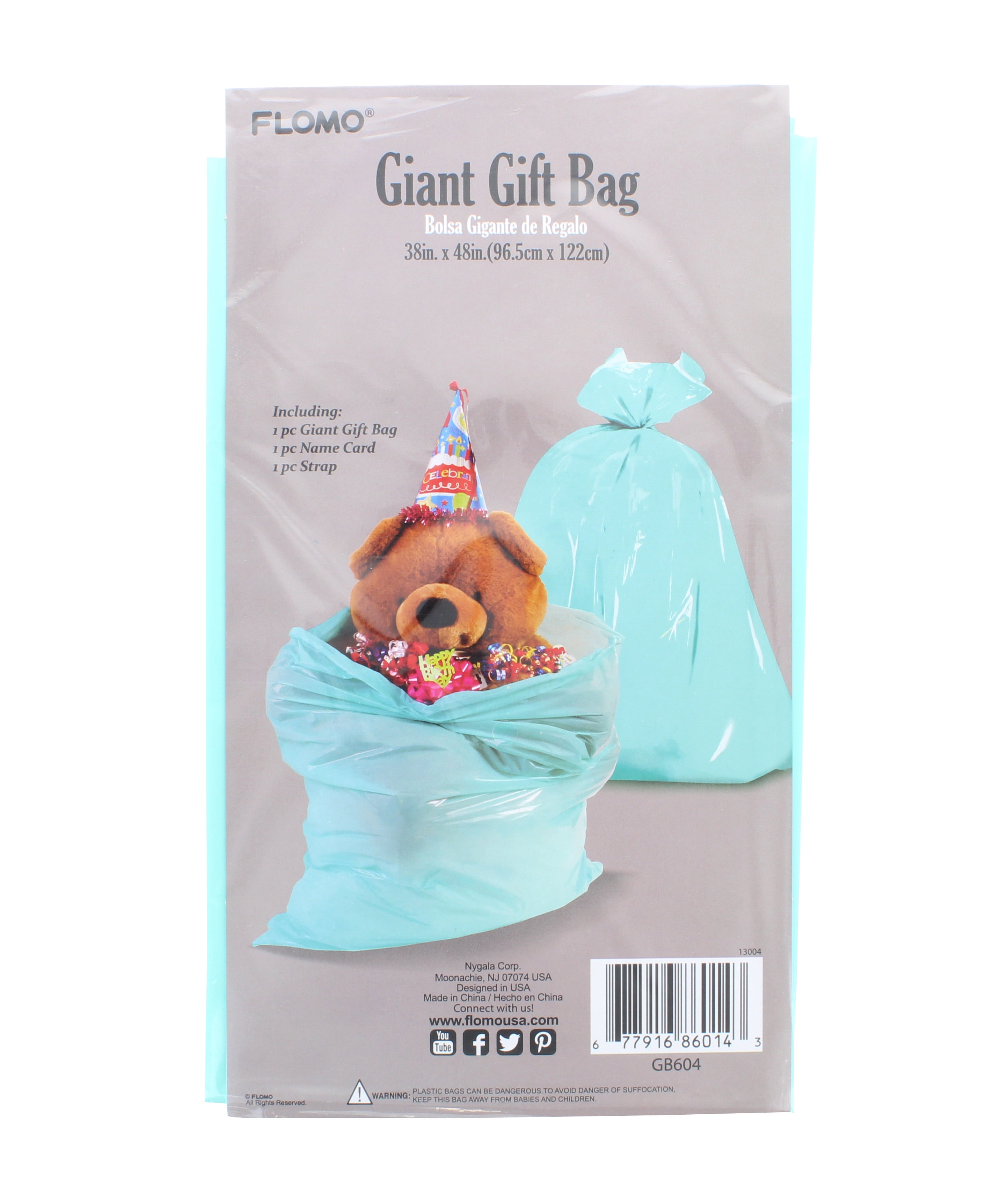 Giant Gift Bag Teal With Name Card And Strap 38" x 48"